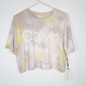 *NWT*  CALVIN KLEIN Performance Cropped Tie Dye Tee, size Small